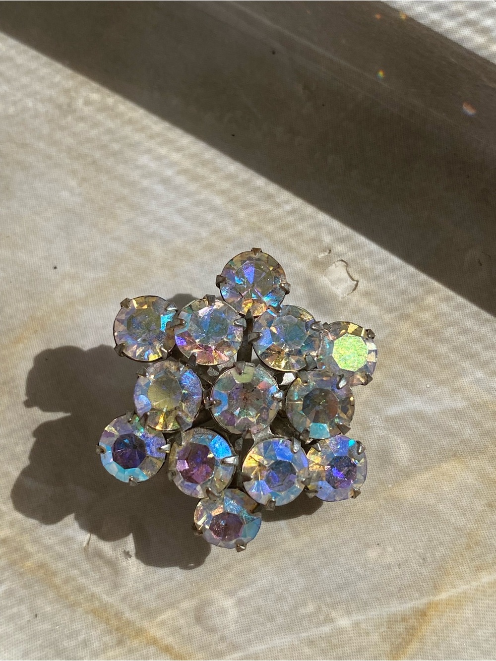 Vintage Aurora Borealis Crystal Cluster Brooch